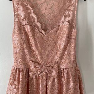 Dressy Light pink/Lace Top With Bow/ Side Sipper